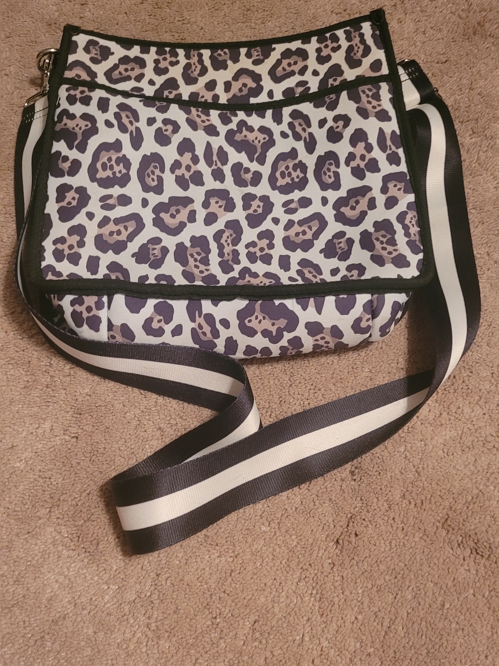 Unbranded Black Crossbody Bag with Striped Lining